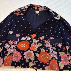 Elevenses by Anthropology Vintage Floral Corduroy Jacket